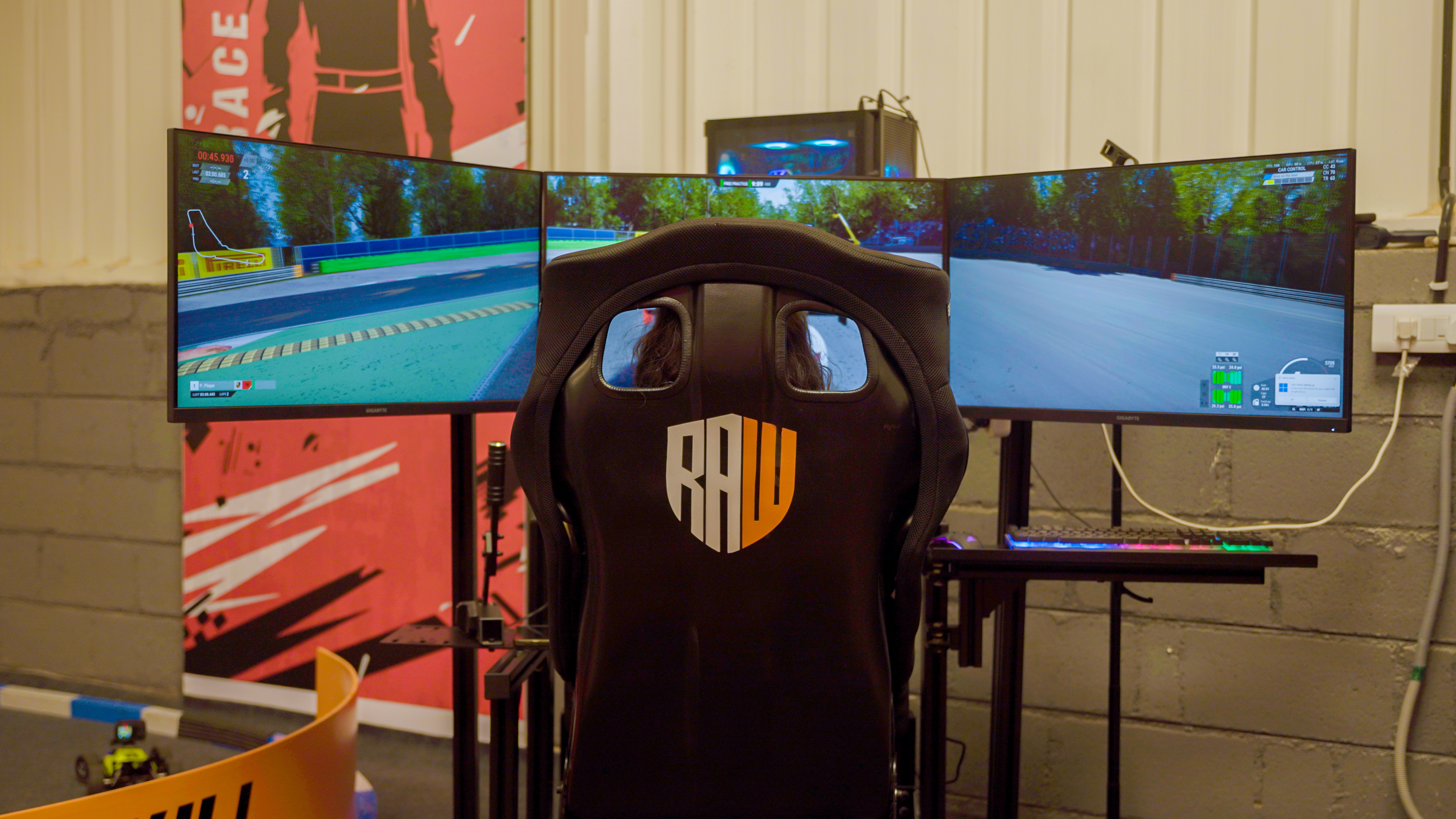 Immerse yourself in GT racing with a triple-screen setup.